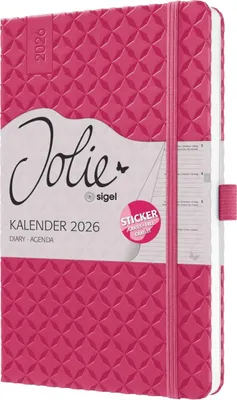 Immagine prodotto di sigel J6105 sigel calendario libro Jolie Flair 2026, Pelle finta, A5, fucsia