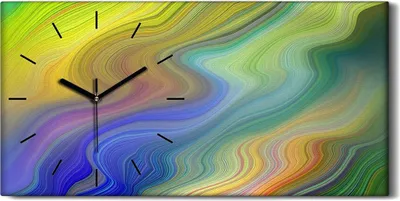 Produktbild von Wohnzimmer-Bild Leinwand Uhr Geräuschlos 60x30 Malerei Abstrakte Kunst Bunt - schwarze Hände