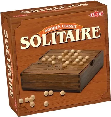 Immagine prodotto di TACTIC Solitaire Gioco in legno, Classico gioco da tavolo, 1-4 giocatori, Dai 7 anni in su, Tavola in legno