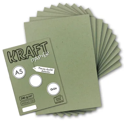 Imagen del producto de 50 hojas de papel kraft vintage, tamaño A5, 240 g/m²