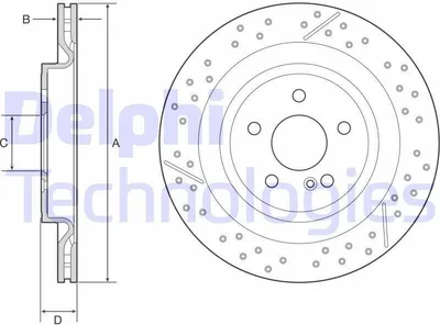 Produktbild von 2x DELPHI Bremsscheibe BG4958C passend für MERCEDES-BENZ A-Klasse (W176) 41 3mm