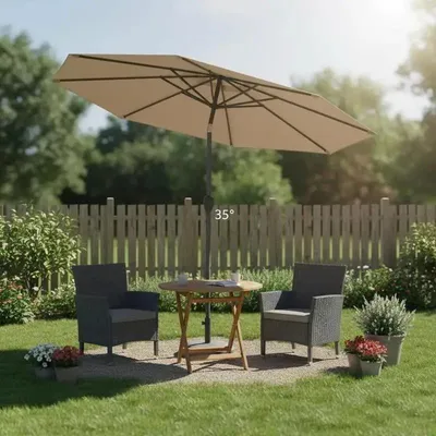 Imagen del producto de Sombrilla de jardín de 230 cm con manivela y diseño plegable