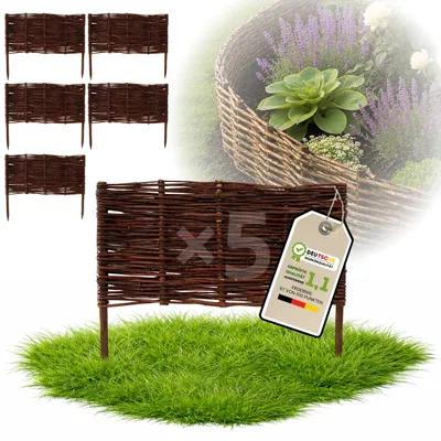 Image de Floranica 5 pièces Clôture en osier 40 cm x 60 cm – Panneau de jardin tressé Palissade Clôture naturelle Bordure de massif