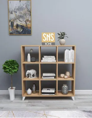 Zdjęcie produktu dla Regał Bofigo z 9 przegrodami, regał drewniany 88,2 x 88,2 cm, sosna