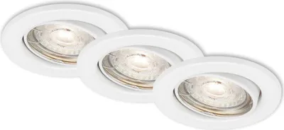 Produktbild von LED Einbauleuchte 3er Set dimmbar schwenkbar IP23 GU10 Ø8,8cm 5W Weiß Briloner