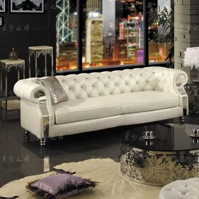 Productafbeelding van Design Chesterfield-bank, 3-zits, leren bekleding, modern, luxe bank
