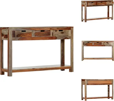 Obrázok produktu pre vidaXL Konzolový stolík s 3 zásuvkami 120x30x75 cm z masívneho dreva - Príručné stolíky