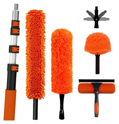 Produktbild von Teleskop Staubwedel 6M Waschbar, Spinnwebenbesen mit Teleskopstiel, Fensterabzieher für Decken, Lücken und Ventilatoren