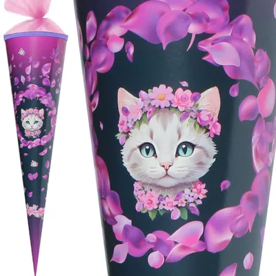 Produktbild von Herlitz Schultüte 70 cm Mädchen veredelt, Motiv:Kitten Blossom Dance