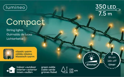 Produktbild von Kaemingk Lumineo Lichterkette Compact 350 LED klassisch warm 7,5 m grün