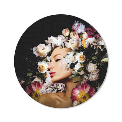 Produktbild von MuchoWow® Mauspad Mousepad Frauen - Blumen - Rosen - Porträt 50x50 cm - Mousepads - Maus Mat - Pad - Mausunterlage - Vinyl