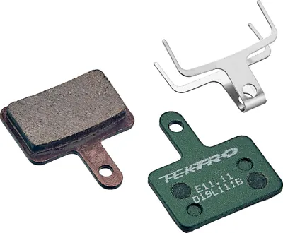 Obrázek produktu pro TEKTRO E11.11 Brzdová destička, 2 pístky, včetně rozpěrné pružiny, organická pryskyřice, zelená, 3 díly (1 sada)