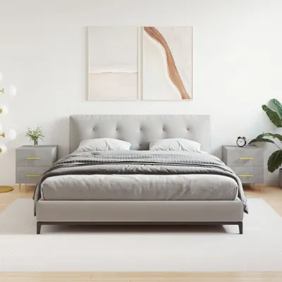 Produktbild von [Home] Nachttische 2 Stk. Betongrau 40x35x47,5 cm Holzwerkstoff , Neue Mode 2024 im häuslichen Leben
