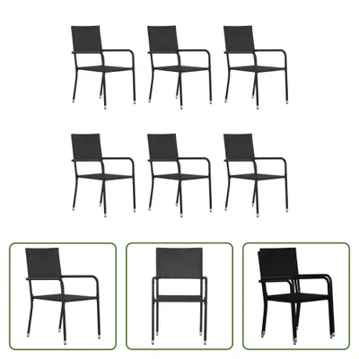 Imagen del producto de Sillas de jardín apilables, color , fabricadas en polirattan, juego de 6 unidades