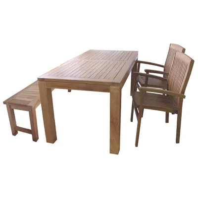 Produktbild von Sitzgruppe Teakholz 180x90x75cm Tisch + 2 Sessel + 1 x Teakholz Sitzbank