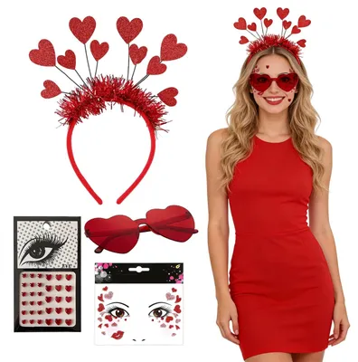 Image de Solidchoice - Ensemble de serre-tête et d'accessoires en forme de cœur pour les fêtes