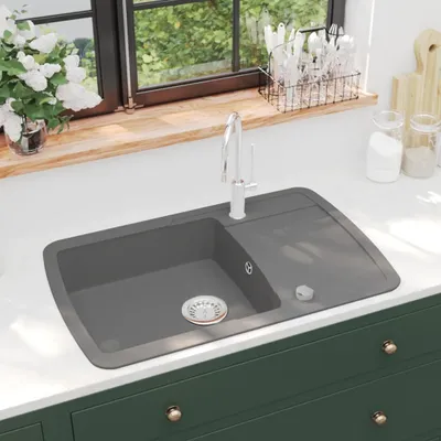 Produktbild von The Living Store Granitspüle Einzelbecken Grau