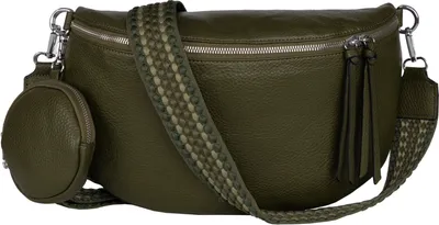 Produktbild von Bauchtasche (TTL-329) Umhängetasche Crossbody-Bag Hüfttasche Kunstleder Italy-Design DARK GREEN