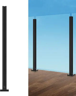 Immagine prodotto di Morsetto per vetro 41,34" H Staffa per ringhiera per vetro 0,39"-0,47" Nero