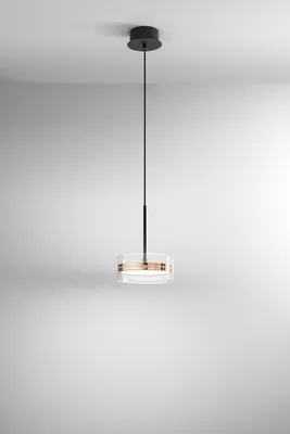 Produktbild von LED-Pendelleuchte 14 W aus Metall/Aluminium, Doppellicht, gold glänzend/mattschwarz, dimmbar, Ø20 cm, modernes Design - Perenz