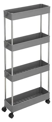 Produktbild von Küchenwagen auf Rollen – 4 Ebenen – Lagerregal – Grau – 40 x 12,5 x 86 cm