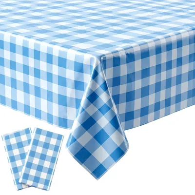 Immagine prodotto di Tovaglia per  , blu e bianca, 2 pezzi, 137x274 cm, in plastica