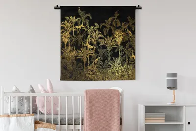Produktbild von MuchoWow® Wandteppich Wandbehang Dschungel - Gold - Schwarz 90x90 cm Tapisserie Dekoration Wandtuch - Wandaufhänger