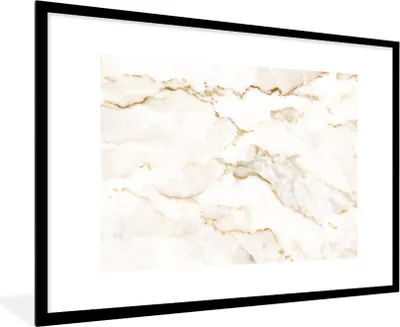 Produktbild von MuchoWow® Gerahmtes Poster Marmor - Limette - Gold - Luxus - Marmoroptik - Weiß 90x60 cm - Poster mit Schwarzem Bilderrahmen Wandposter Rahmen Foto Bilder - Wanddekoration - Fotos