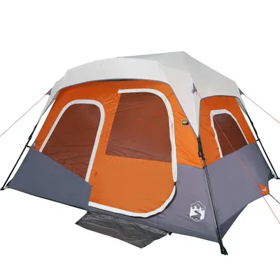 Produktbild von vidaXL Familienzelt mit LED 6 Personen Hellgrau Orange Quick Release