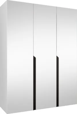 Produktbild von MIRJAN24 Kleiderschrank Mila 3 150 mit Spiegel, Schlafzimmer, Kleiderschrank, mit drei Drehturen und mit zwei Kleiderstange, Modern, Garderobenschrank (Farbe: Weiß + Schwarz)