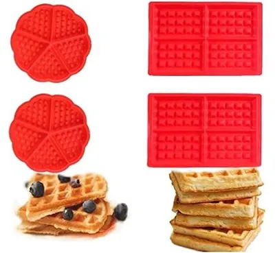 Zdjęcie produktu dla Formy do pieczenia silikonowe wafli ciastek 4 sztuki czerwone