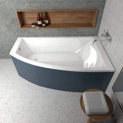 Produktbild von ECOLAM Eckbadewanne Badewanne Acrylwanne HELA Acryl 150x90 cm RECHTS + Styropor Wannenträger befliesbar + Ablaufgarnitur Viega Ab- und Überlauf Automatik Füße Silikon pflegeleicht