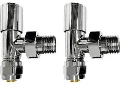 Zdjęcie produktu dla CERANO – Zestaw przyłączeniowy do zaworów grzejnikowych – ręczny – narożny – 1/2"/PEX 16x2 mm – chrom