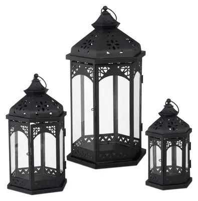 Productafbeelding van Relaxdays 10025488, set van 3 stuks, glas, metaal, zwart, AI-gegenereerde afbeelding