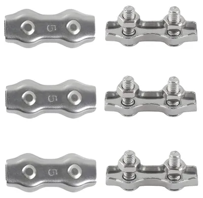 M5 Duplexklemme 304 Edelstahl, 6 Stück, für 5 mm Drahtseil