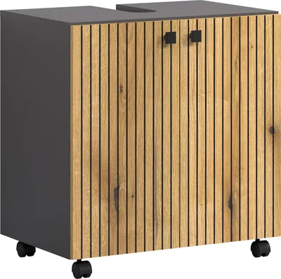 Produktbild von trendteam Bad Waschbeckenunterschrank Pure Bliss Evoke Eiche/Anthrazit Melamin B/H/T ca. 60/64/42 cm