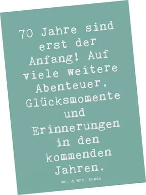 Produktbild von Mr. & Mrs. Panda Postkarte Spruch 70. Geburtstag Beginn - Meeresbrise - Geschenk, herzlichen Glückwünsche, Happy Birthday, Lebensfreude, Alter, besonderer Tag, Grußkarte