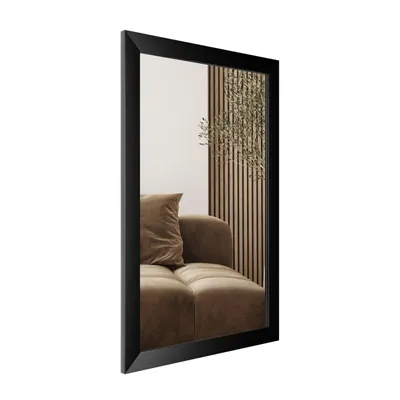 Obrázek produktu pro Zrcadlo na zeď STYLER LAHTI, 47x72 cm, obdélníkové, bílé, rám z MDF, moderní design, vhodné do chodby, ložnice, koupelny. Dekorativní, nadčasové zrcadlo na zeď