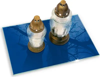 Produktbild von Glas Grabkerzen Untersetzer Motiv Gummifüße - 80x52 cm - Blaue Farbe
