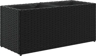 Produktbild von vidaXL Hochbeet mit 2 Fächern Schwarz 72x30x32 cm Poly Rattan