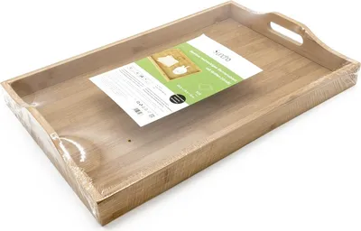 Produktbild von SUNCHA Bambustablett Servierplatte Serviertablett Snacktablett Frühstückstablett Tablett Bambus 295×455×60mm