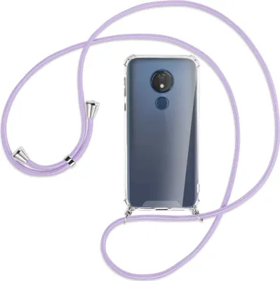 Produktbild von Handykette Backcover-Schutzhülle mit Band (Metall silberfarben) für Motorola Moto G7 Power - violett
