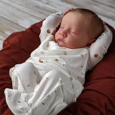 Zdjęcie produktu dla 49CM Newborn Baby Doll Miękka silikonowa elastyczna skóra 3D z widocznymi żyłami Ręcznie malowana lalka z włosami