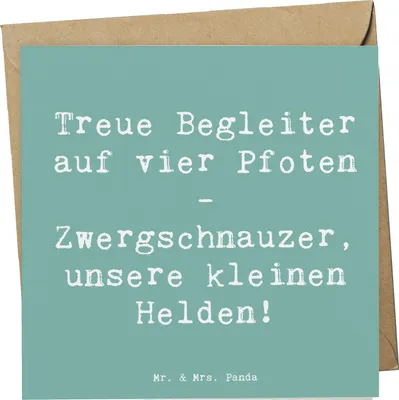 Produktbild von Mr. & Mrs. Panda Grußkarte Spruch Zwergschnauzer Helden - Meeresbrise - Geschenk, Klappkarte, Glückwunschkarte, Hunderasse, Familienhund, anlasskarte, faltkarte, kleine