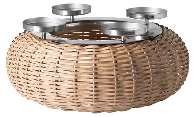 Produktbild von FINK Kranz CORBELLO 4-flammig, Adventskranz - Eisen pulverbeschichtet, natur und silberfarben, für Stumpenkerzen Ø 8 cm