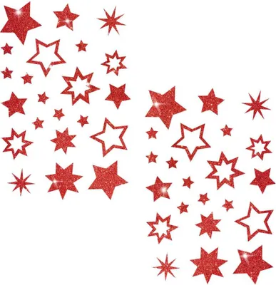 Produktbild von Oblique Unique 44 Glitzernde Funkelnde Sterne Sticker Aufkleber Weihnachtssterne Weihnachtsdeko - rot
