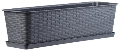 Produktbild von KADAX Balkontopf mit Untersatz "Frette", Balkonkasten mit Wasser Öffnungen, 60cm, Braun