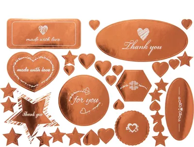 Produktbild von Oblique Unique 34 Sticker Aufkleber Herzen Sterne - Thank you - for you - uvm. Weihnachten Geschenkdeko roségold