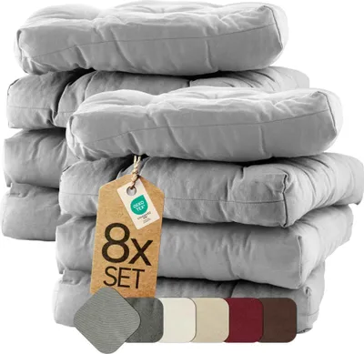 Produktbild von Sitzkissen Stuhlkissen Indoor & Outdoor 8er Set 42x42 cm - Grau - etérea Heidi Stuhl Kissen Auflage