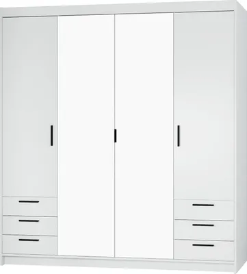 Produktbild von Kleiderschrank mit Spiegel Drehtürenschrank Garderobenschrank ELEN 4D6S weiß